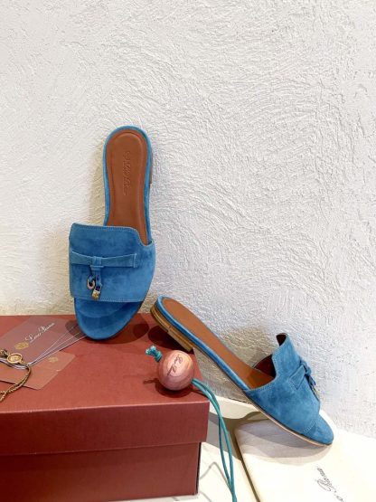  Loro Piana Summer Charms Sandal Women's Slippers Suede Goatskin #3212 - Image 2