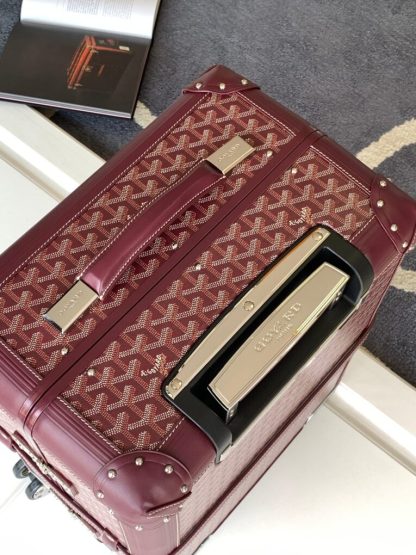  Goyard Luggage Bourget PM Trolley Case Burgundy #3448 - Image 8