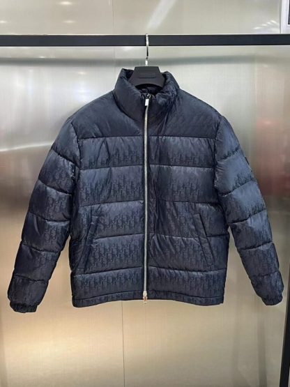  Dior Oblique Down Jacket Navy Blue Technical Jacquard #3398 - Image 9
