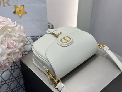  Dior Medium Dior Bobby Bag White Latte Box Calfskin #3486 - Image 13