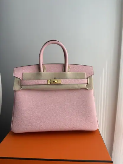  Hermes Birkin 25cm 3Q Pink Handmade Hand Stitching Togo Gold Hardware #3511 - Image 11
