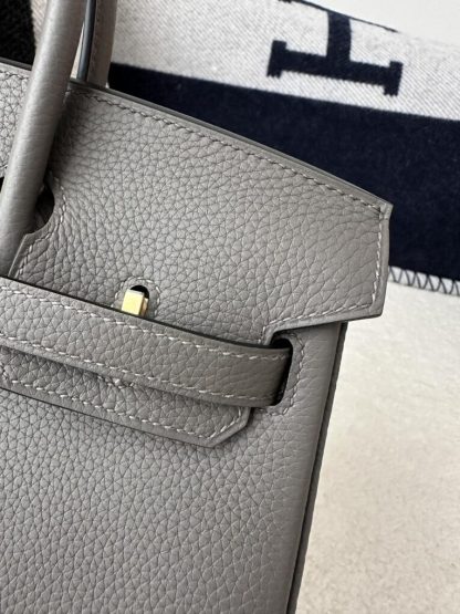  Hermes Birkin 25cm CC8F Etain Handmade Hand Stitching Togo Gold Hardware #3508 - Image 7