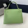  Hermes Kelly 25 3I Vert Criquet Handmade Epsom Gold #3539 - Image 13