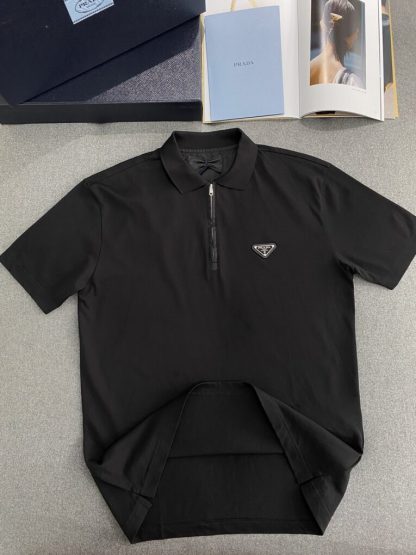 Prada Piqué polo shirt  with Re-Nylon details Zipper For Men #3599 - Image 14