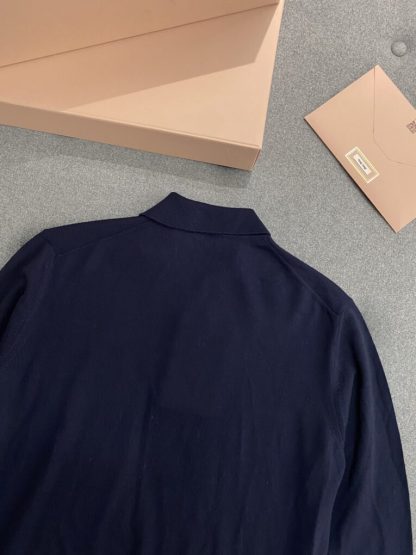  Miu Miu Wool knit polo shirt Navy Blue For Women #3602 - Image 9