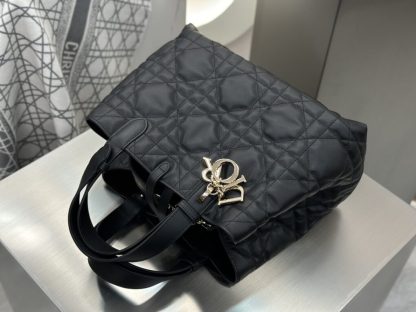  Medium Dior Toujours Bag Black Macrocannage Calfskin #3622 - Image 4