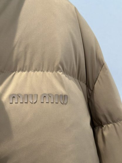  Miu Miu Technical pongé cropped down jacket Outwear Coat Clay Grey #3872 - Image 7