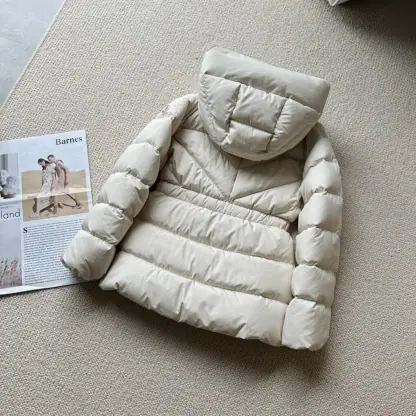 REPLICA MONCLER BROSSE DIAGONAL-QUILTED HOODED SHORT DOWN JACKET WHITE #3892 - Image 8