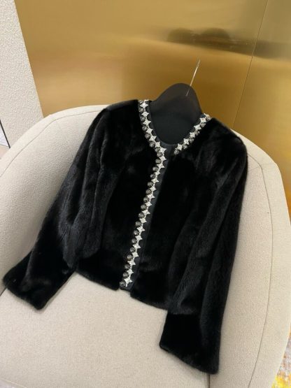 Fendi Black mink jacket with crystals For Women 24SS #3784 - Image 4