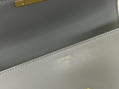 REPLICA CELINE CHAIN SHOULDER BAG CLAUDE IN SHINY CALFSKIN GREY #3940 - Image 6