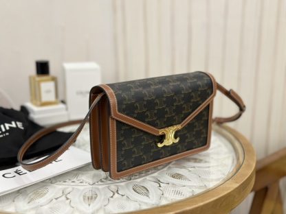 REPLICA CELINE ENVELOPPE BAG IN TRIOMPHE CANVAS AND CALFSKIN #3935 - Image 11