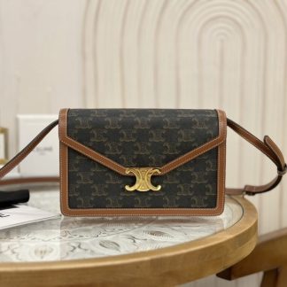 REPLICA CELINE ENVELOPPE BAG IN TRIOMPHE CANVAS AND CALFSKIN #3935