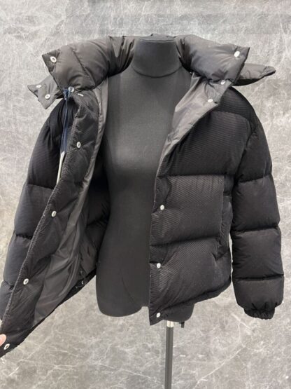 REPLICA MONCLER WOMEN'S ETTORE HOODED TEXTURED SHORT DOWN JACKET BLACK #4132 - Image 3