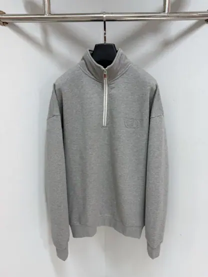 Replica Dior Men's CD Icon Half-Zip Sweatshirt Grey #4003